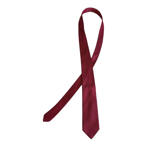 Hugo Boss Men's 100% Silk Red Pattern Necktie - Picture 4 of 7